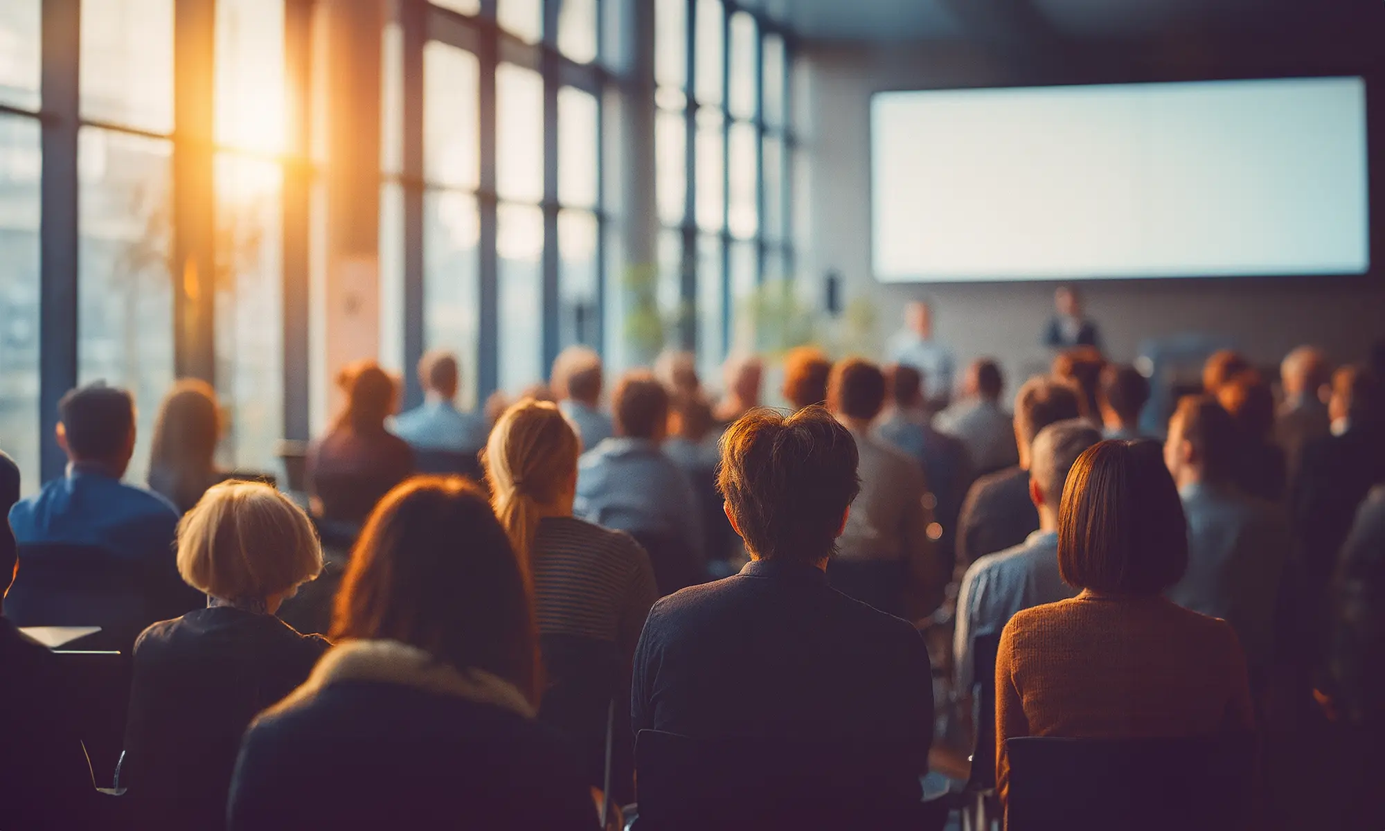 City skyline over a river at sunrise